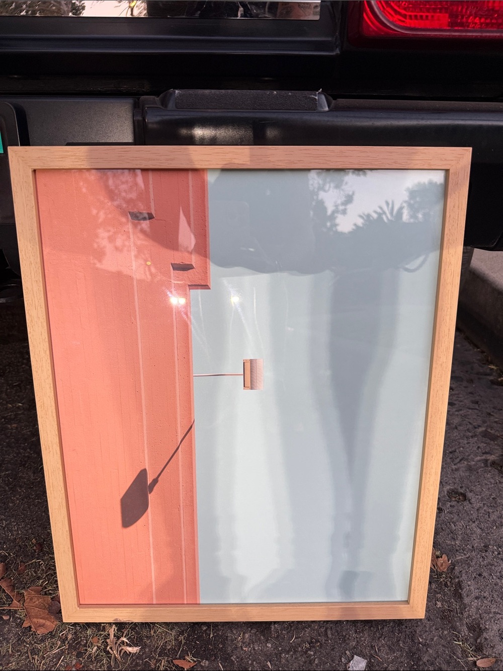 Minimalist Framed Wall Art - Peach & Light Blue